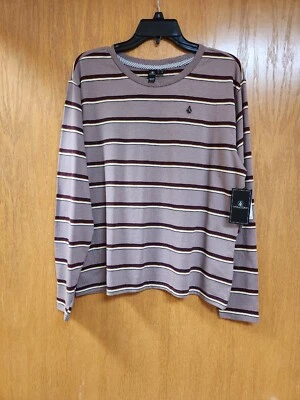 Volcom Brown Striped Long Sleeve Oversized Tee. NWT. Small. Cute. - Image 1 of 4