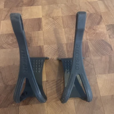 Vintage CHRISTOPHE Resin Road Toe Clips • Size XL • Black.     (TR) - Image 1 of 4