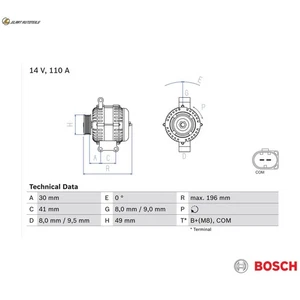 GENERATOR 0 986 046 130 FÜR BMW 5/Z4/Roadster/E8/E60 X1/SUV/E84/SAV N42B18 1.8L - Picture 1 of 9