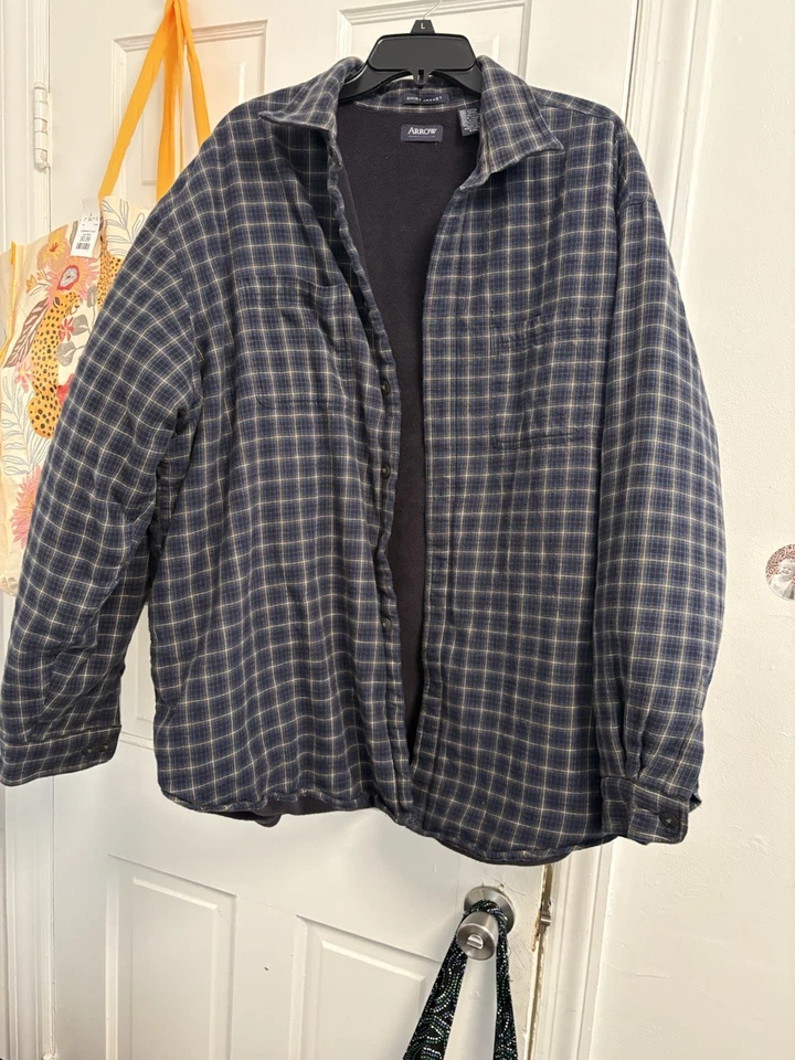 Arrow USA Shirt - Plaid Flannel XXL Button-Down Blue Jacket - Mens XXL - Image 1 of 4