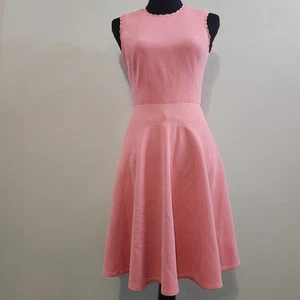 Vestido Rebecca Taylor Fit & Flare Tejido Texturizado Talla 0 Sin Mangas Melocotón/Rosa - Imagen 1 de 18