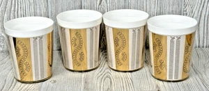 Santay Thermalware 94008 Set Of 4 Old Fashioned Mug Set Vintage Gold Striped MCM - Picture 1 of 18