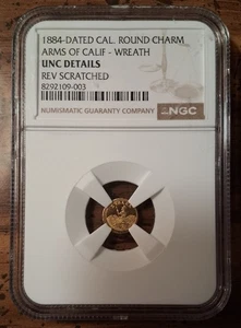 1884 Arms Of California Wreath #2 camafeo de oro fraccional PL superficies NGC UNC - Imagen 1 de 4