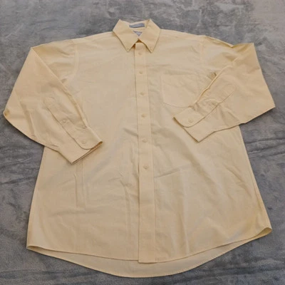 Camisa Stafford Para Hombre 15.5 Amarilla Manga Larga Algodón Abotonado Foto 1 de 4