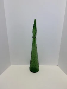 Italian Wave Genie Bottle Emerald Green Empoli Glass Decanter - Made In Italy - Picture 1 of 9