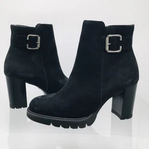 Womens Paul Green Selma Black Nubuck Leather Heeled Ankle Boots SZ UK 6.5 US 9 M - Picture 1 of 24