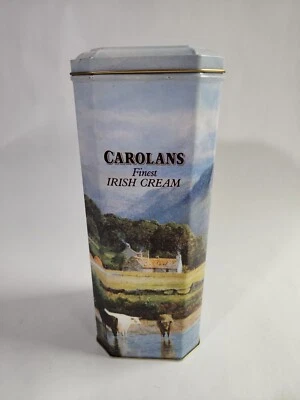 Carolans Irish Cream Liqueur TIN Canister w/ hinged lid Empty A FEW CREASES - Image 1 of 4