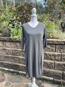 Pure Jill by J. Jill grey Sand-Washed heathered knit dress Sz XS Petite Relaxed - Picture 1 of 9