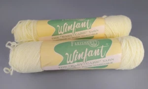 Vintage Fleishers WINFANT Yarn #107 Yellow - Lot 1 Full 1 Partial - 1.9 oz Total - Picture 1 of 7