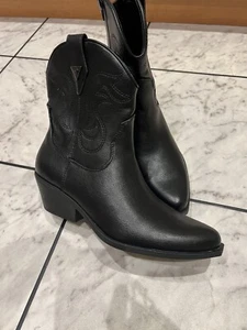 Guess black cowboy boots With Inner Zip size 5.5 Uk Eu 38.5 New - Picture 1 of 9