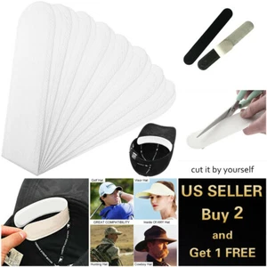 10Pcs Absorbent Sweat Golf Hat Liner Strips Pads Baseball Flat Sun Cap Hat - Picture 1 of 11