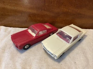 Pair Vintage 1965 Plastic Ford Mustang Processed Plastic Toy Cars-Parts/Restore - Picture 1 of 15