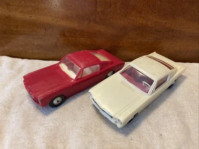 Pair Vintage 1965 Plastic Ford Mustang  Processed Plastic Toy Cars-Parts/Restore - Image 1 of 4