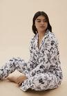 M&S COLLECTION Cotton Modal Revere Collar Floral Pyjama Set White & Navy Uk
