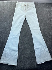 McGuire Jeans Womens 27 Flare Mid Rise 34" Inseam Stretch Denim Distress White - Picture 1 of 17
