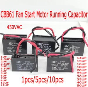 1/5/10pcs 1/2/8/12/30~50UF 450VAC CBB61Fan Start Motor Running Capacitor 50/60Hz - Afbeelding 1 van 2