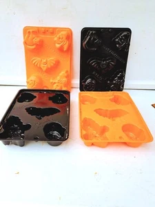 Vtg Jello Jigglers Halloween Molds Plastic Set Of 4 Trays - (2) Orange (2) Black - Picture 1 of 8