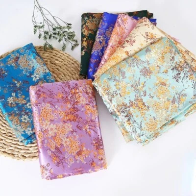 Kunstseide Satin Stoff Handwerk Brokat Damast Bestickt Geblümt Kleid 75 100cm - Bild 1 von 4