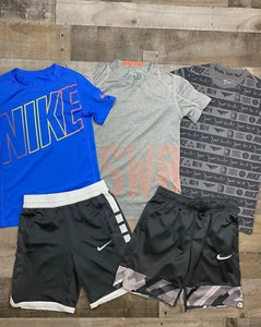 Nike Boys Lot of 5 Size Youth Medium Athletic Shorts Shirts Spring/Summer - Picture 1 of 18