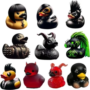 Dark Rubber Gothic Duck Rock Duck Statue Devil Duck Ornament for Car Desk Decor - Picture 1 of 32
