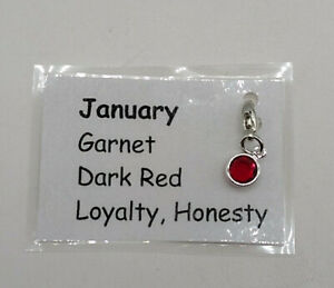 Made With Swarovski Crystal Birthstone Channel Charm; January; Silver Plated