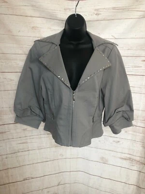 Hot in Hollywood Women’s Jacket Gray Color Studs Trim Collar Size S Small - Image 1 of 4