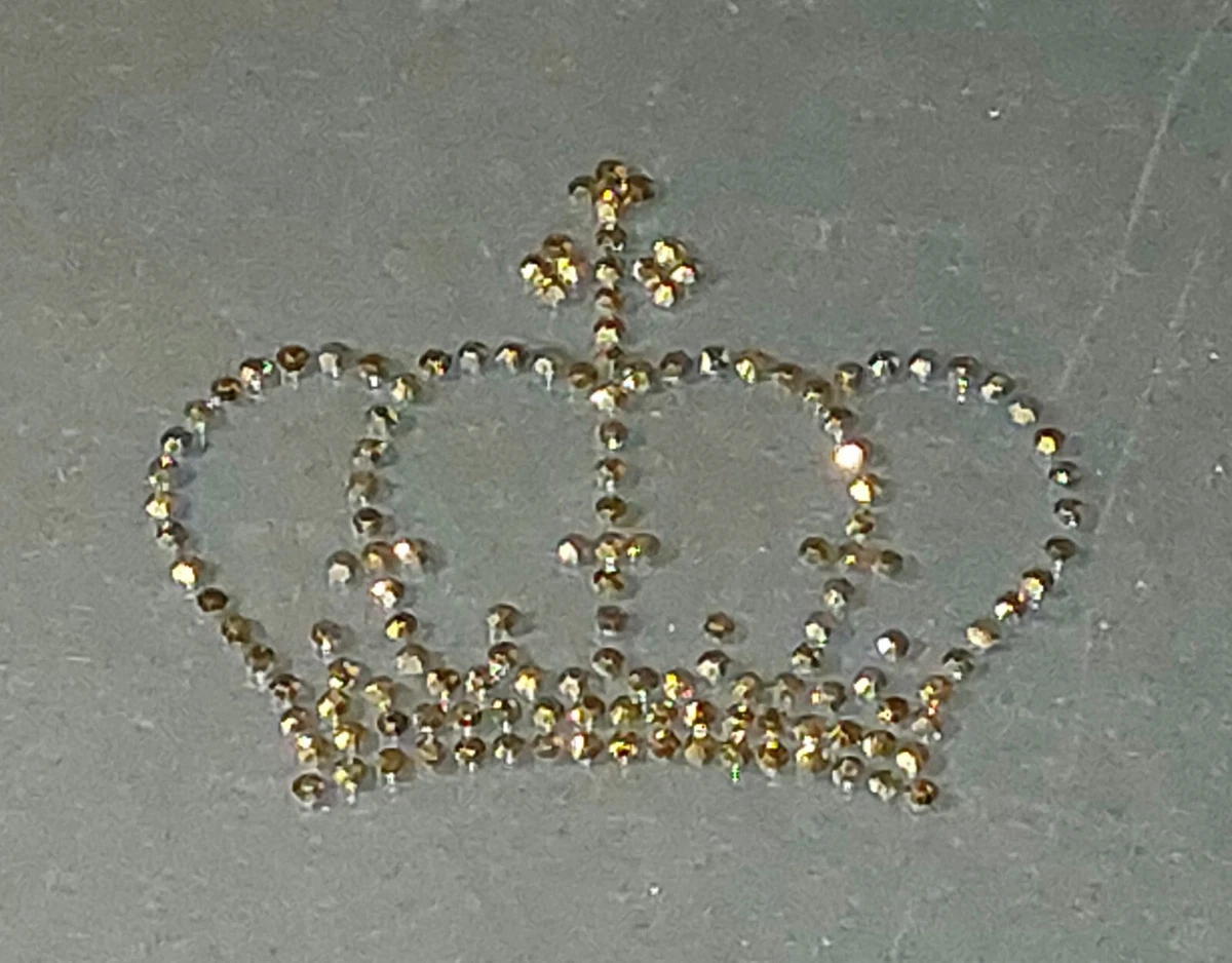 24 Krone Stoff-Glitzer Aufbügler – Hotfix Transfer Aufnäher, 2,5 Cm, Gold