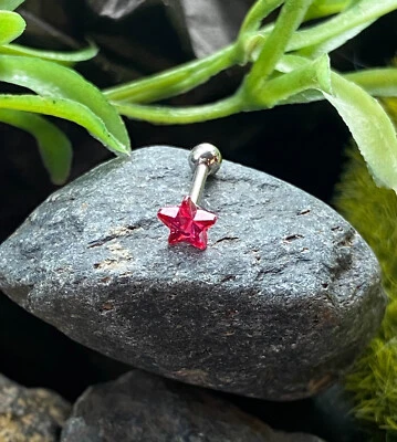 1pc Star Crystal Tragus Helix Cartilage Ring 16g 1/4" Barbell Stud Body Jewelry - Image 1 of 4