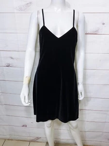 NY & Co Intimates Damen Samt Nachthemd Kleid Größe L schwarz Träger V-Ausschnitt - Bild 1 von 6