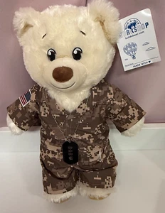 NUEVO NUEVO CON ETIQUETAS Build a Bear Peluche 16" Lil Pudding Cub Oso de Peluche Militar Camuflaje Etiquetas para Perros - Imagen 1 de 15