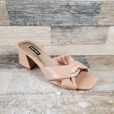 Sandalias Nine West Gather 3 para mujer talla 7,5 M cálidas rubor cuero tacón bloque sin cordones Foto 1 de 4