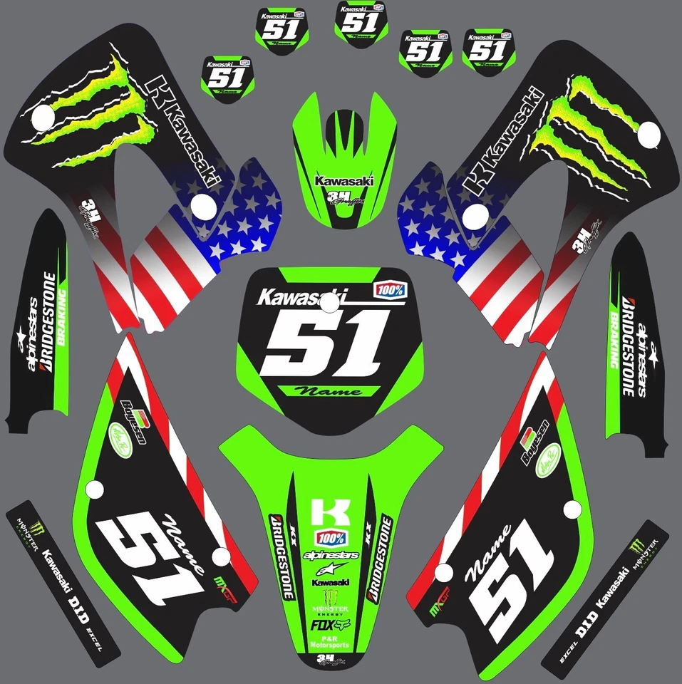 Graphic Kit for 1998-2013 Kawasaki KX85 KX100 with UFO PLASTIC - Image 1 of 1