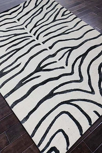 Rug USA Zebra 5'x8' ft White Black Handmade Tufted Soft Wool Area Rugs & Carpet - Picture 1 of 3