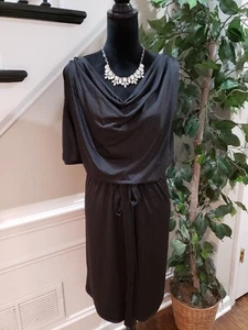 Jessica Simpson Womens Black Textured Dots One Shoulder Drape Sheath Dress 20W - Picture 1 of 15