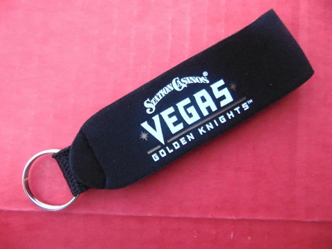 LAS VEGAS GOLDEN KNIGHTS Wrist Key Ring Chain Black NEW Sunset Casino Logo NHL Cover