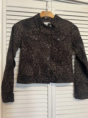 Chaqueta vaquera NINE WEST para mujer talla pequeña con estampado animal elástica recortada Foto 1 de 4