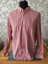 Lacoste Men's Casual Shirt, Long Sleeve Red Check Size 44" Chest XL (P5)