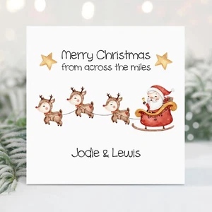 Personalised Handmade Across The Miles Christmas Card Long Distance Family - Picture 1 of 3
