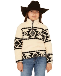 Roper Girls' Southwestern Print 1/4 Zip-Up Fleece Pullover - 03-298-0250-6199 BL - Picture 1 of 9