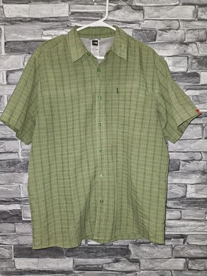 Camisa North Face Para Hombre Verde A Cuadros Manga Corta Con Botones Talla Grande L Foto 1 de 4