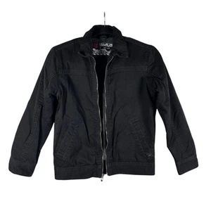 Quicksilver Jacket Boys 8 - 10 Black Sherpa Lined Full Zip Collar Button Cuffs - Picture 1 of 8