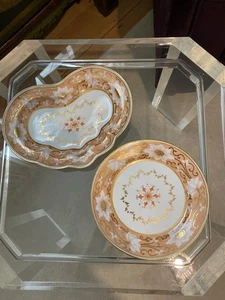 Antique 19th century Chamberlains Worcester dessert dish and plate - Picture 1 of 9