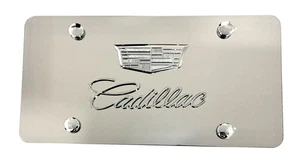 3D Cadillac Crest Emblem Mirror Front License Plate Frame Rust Free W/ Caps - Picture 1 of 4