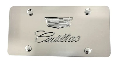 3D Cadillac Crest Emblem Mirror Front License Plate Frame Rust Free W/ Caps - Image 1 of 4