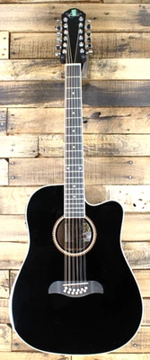 BLEM-  Oscar Schmidt OD312CE 12 string Acoustic Electric Guitar-Black #R5072 - Image 1 of 4