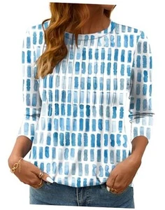Women's 3/4 Length Sleeve Tops Dressy Casual Blouses Summer Tees Shirts - Picture 1 of 7