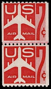 US Airmail Stamps Scott #C61 Coil Line Pair VF MNH - Picture 1 of 2