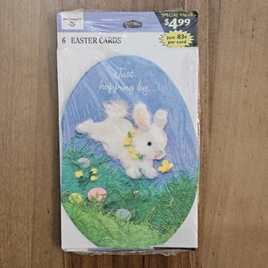 Vintage Ambassador Easter Egg Shape Greeting Cards Just Hopping By 6 Pack - Picture 1 of 2
