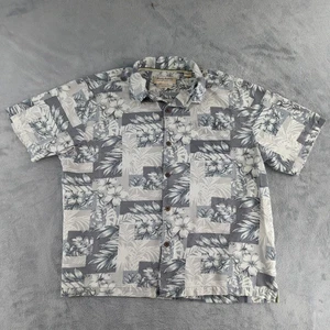 Tommy Bahama Shirt Mens XXL Gray Floral Heritage Tortola Silk Hawaiian Luau - Picture 1 of 12