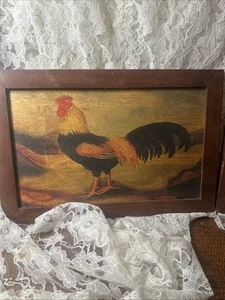 Folk Art Alexandra Churchill Rooster Wood Framed Farmhouse Country French USA - Picture 1 of 5
